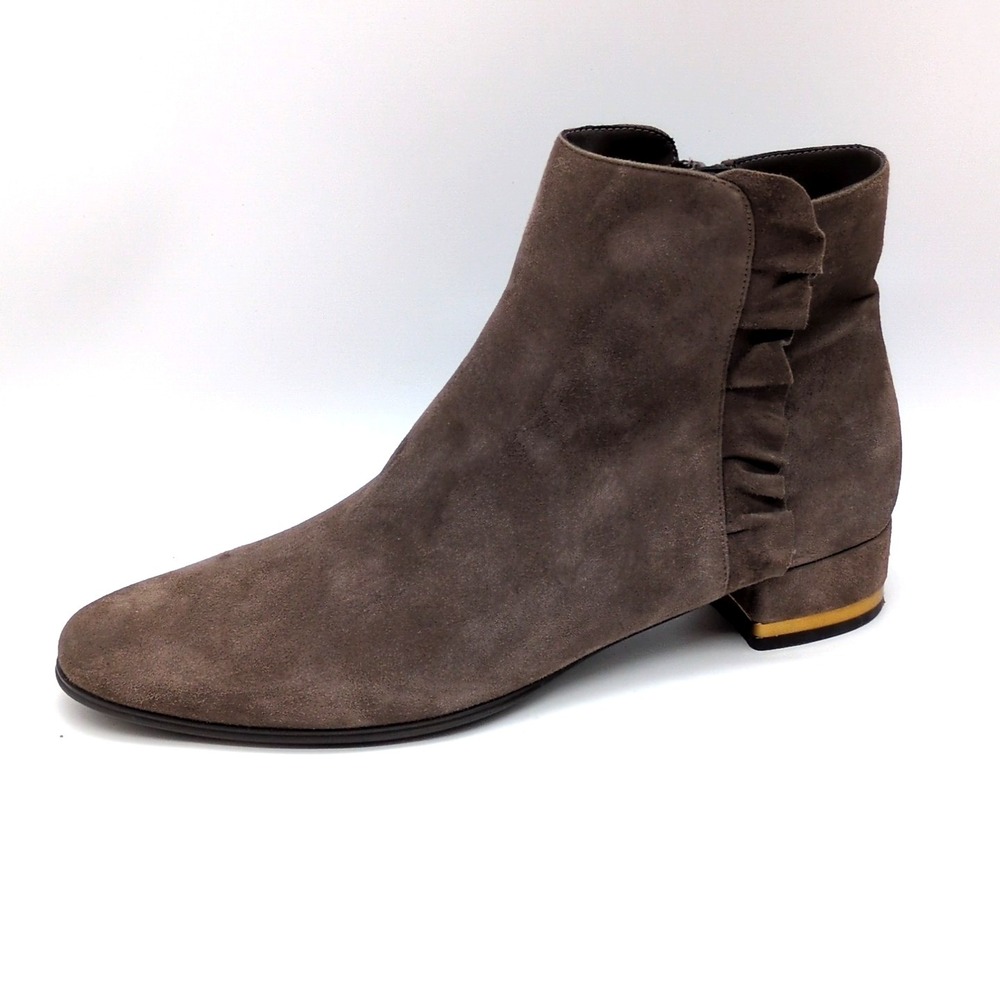 Vaneli Shoes Womens Gray 12 Suede Ankle Boots Side Zip Ruffle Comfort Classic